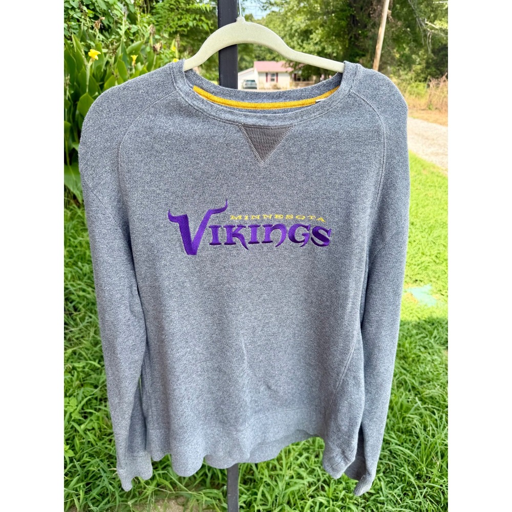 Tommy Bahama Football Minnesota Vikings Sweatshirt Mens L Grey Cotton Pullover